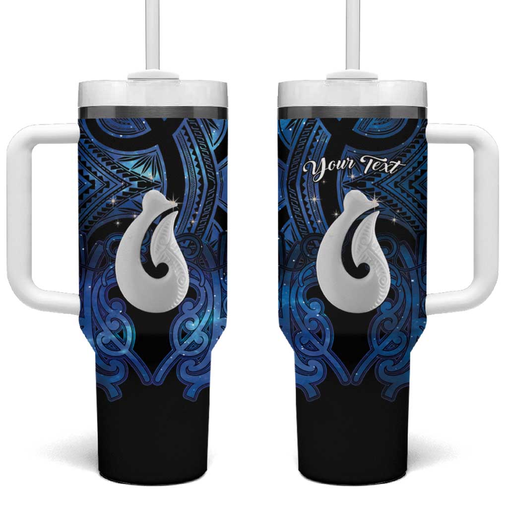 Personalized Maori Matariki Hei Matau Tumbler With Handle Maori Kowhaiwhai Pattern Galaxy LT01 One Size: 40 oz Blue - Polynesian Pride