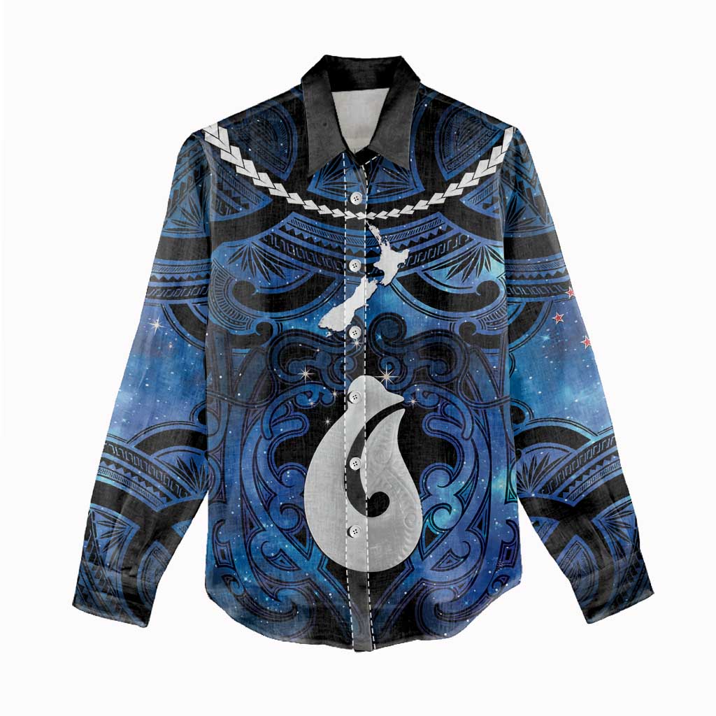 Personalized Maori Matariki Hei Matau Women Casual Shirt Maori Kowhaiwhai Pattern Galaxy