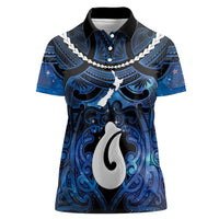 Personalized Maori Matariki Hei Matau Women Polo Shirt Maori Kowhaiwhai Pattern Galaxy