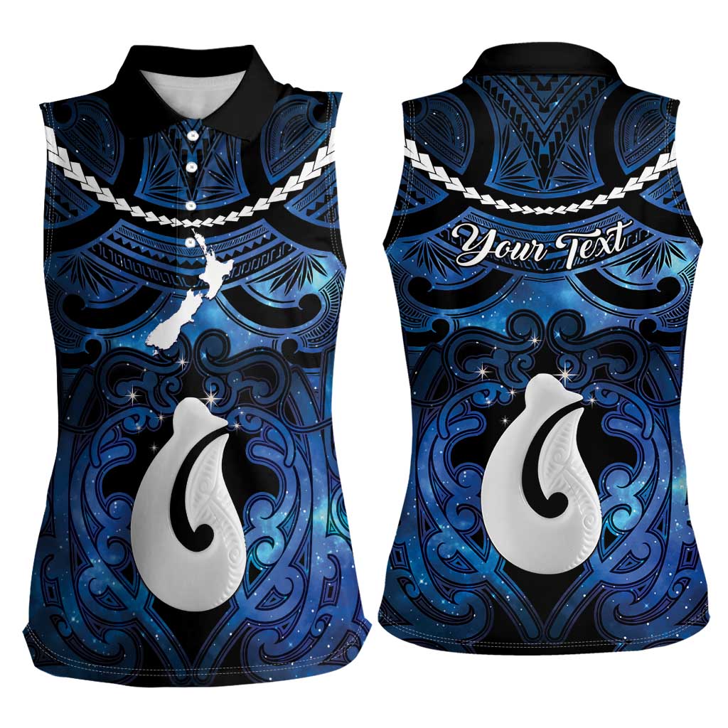 Personalized Maori Matariki Hei Matau Women Sleeveless Polo Shirt Maori Kowhaiwhai Pattern Galaxy LT01 - Polynesian Pride