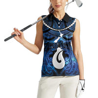 Personalized Maori Matariki Hei Matau Women Sleeveless Polo Shirt Maori Kowhaiwhai Pattern Galaxy LT01 - Polynesian Pride