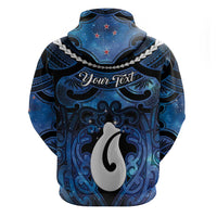 Personalized Maori Matariki Hei Matau Zip Hoodie Maori Kowhaiwhai Pattern Galaxy LT01 - Polynesian Pride