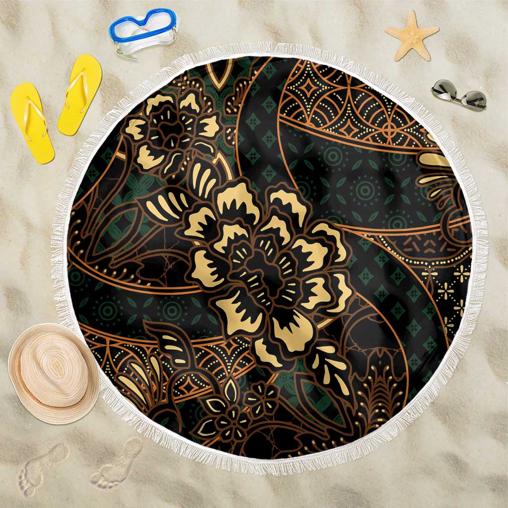 Indonesian Batik Pattern Vintage Brown Beach Blanket