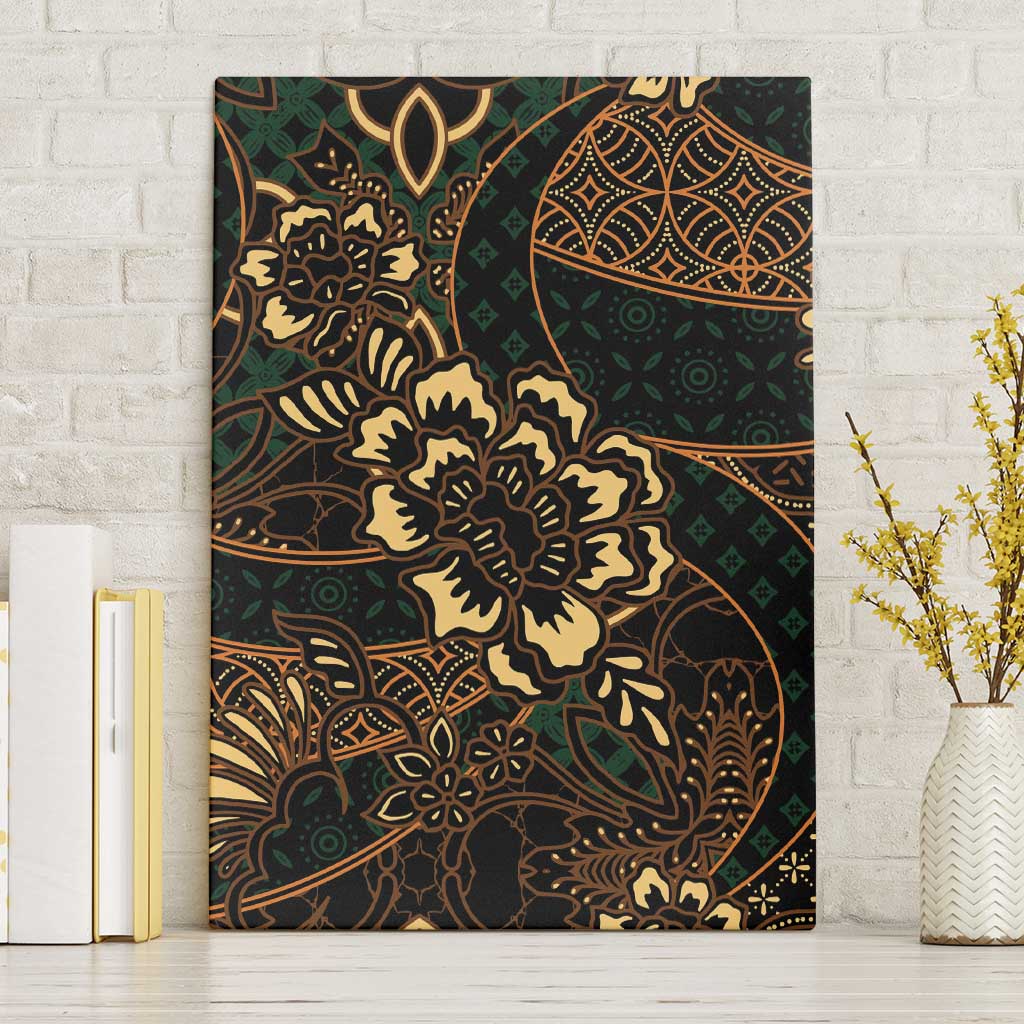 Indonesian Batik Pattern Vintage Brown Canvas Wall Art