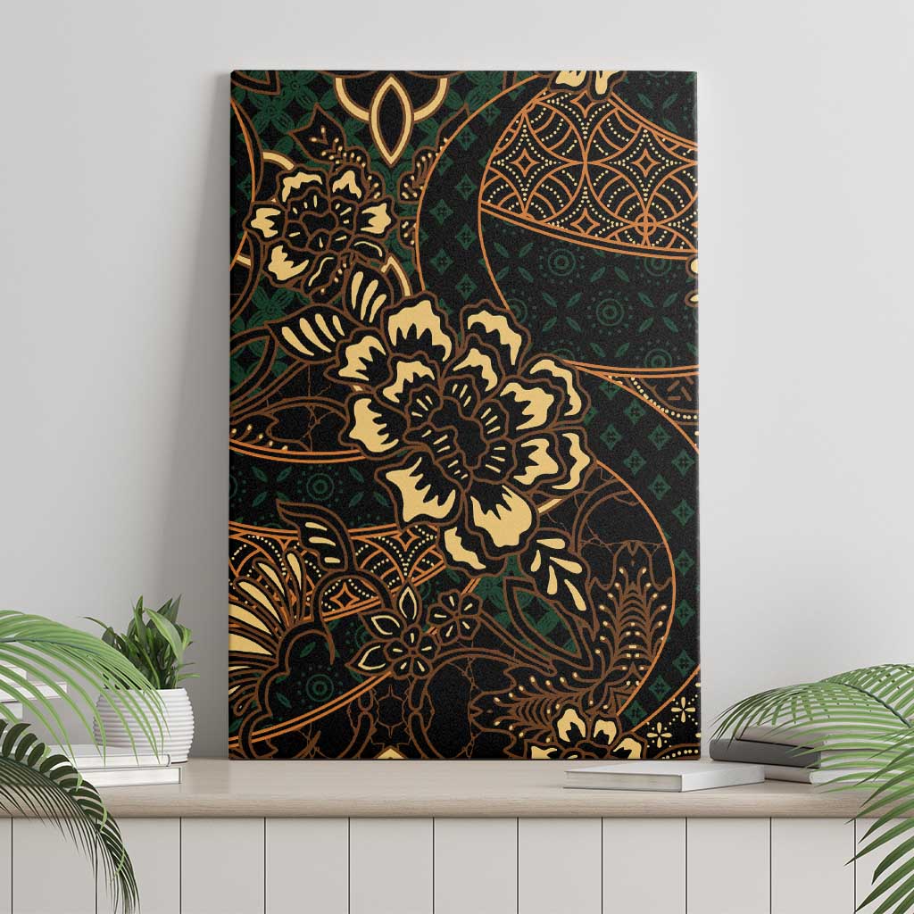 Indonesian Batik Pattern Vintage Brown Canvas Wall Art