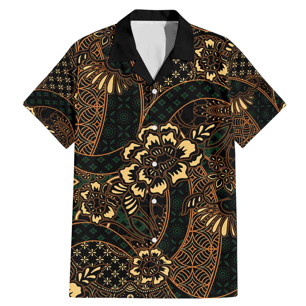 Indonesian Batik Pattern Vintage Brown Family Matching Mermaid Dress and Hawaiian Shirt