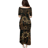 Indonesian Batik Pattern Vintage Brown Family Matching Puletasi and Hawaiian Shirt