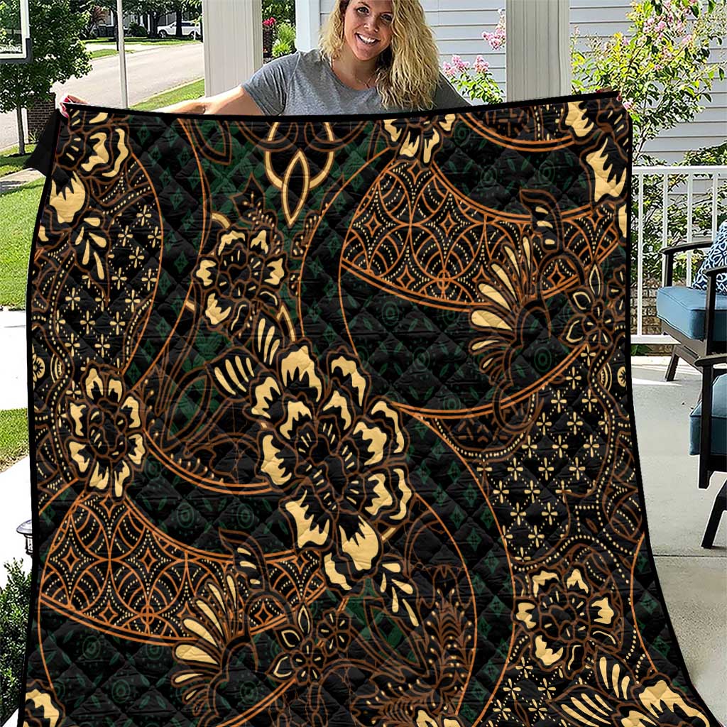Indonesian Batik Pattern Vintage Brown Quilt