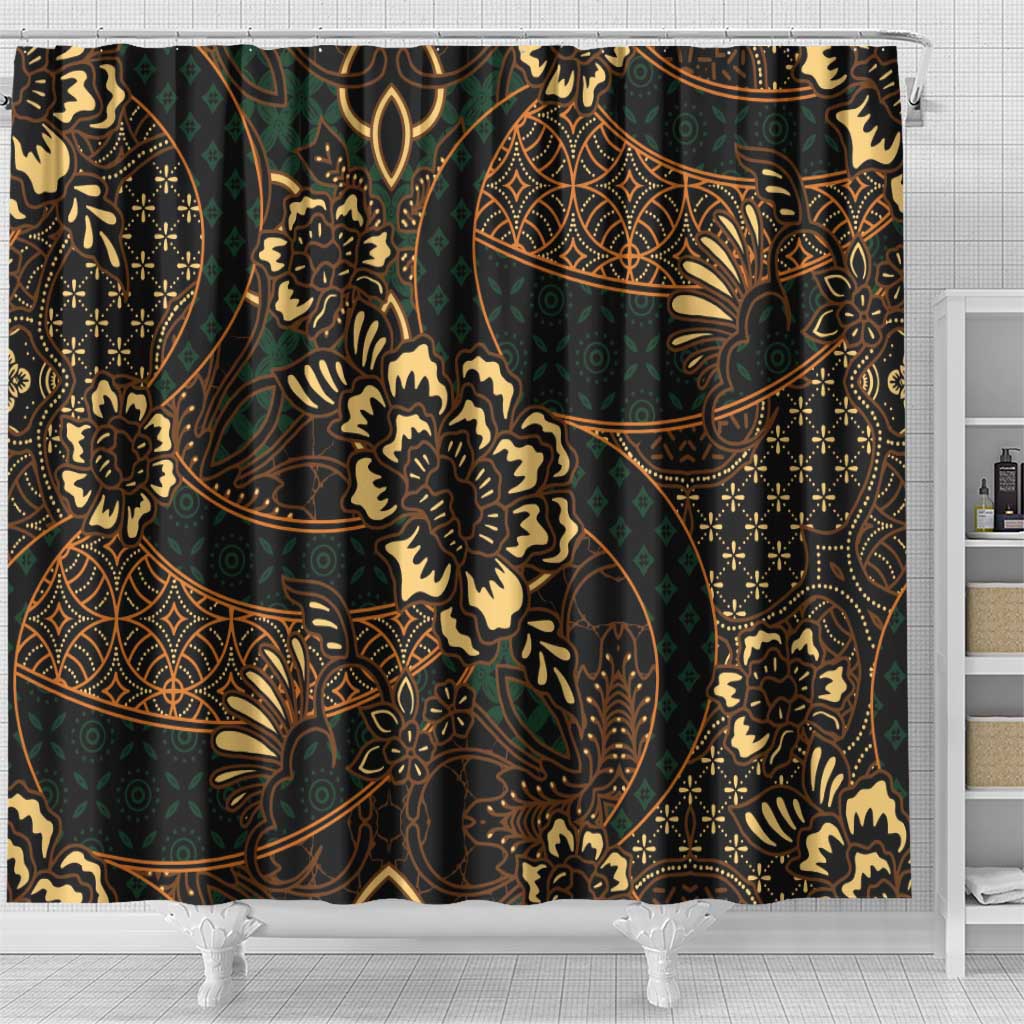 Indonesian Batik Pattern Vintage Brown Shower Curtain