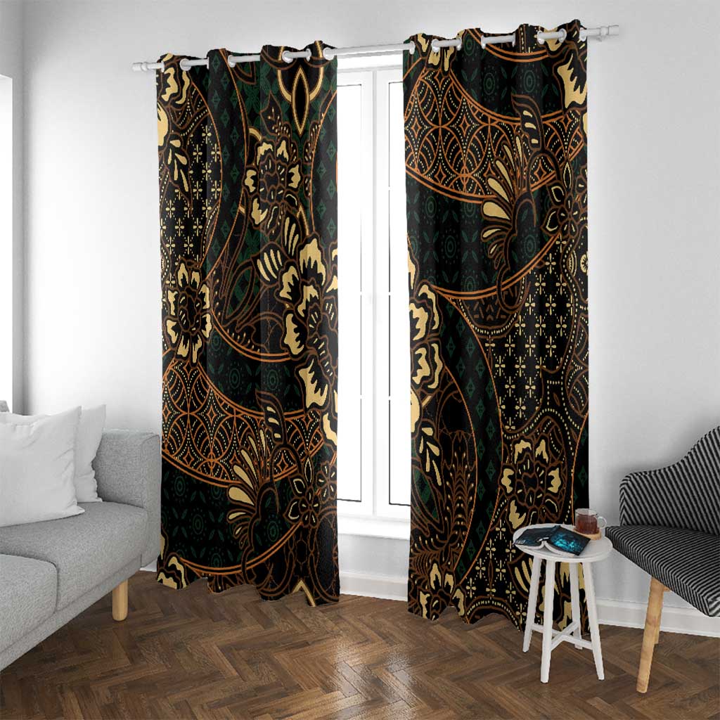 Indonesian Batik Pattern Vintage Brown Window Curtain