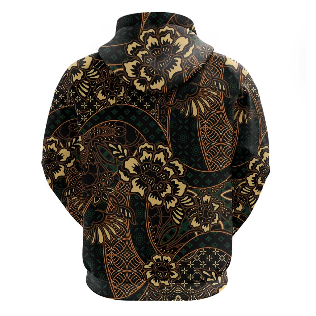 Indonesian Batik Pattern Vintage Brown Zip Hoodie