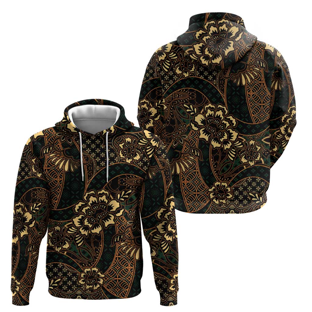 Indonesian Batik Pattern Vintage Brown Zip Hoodie