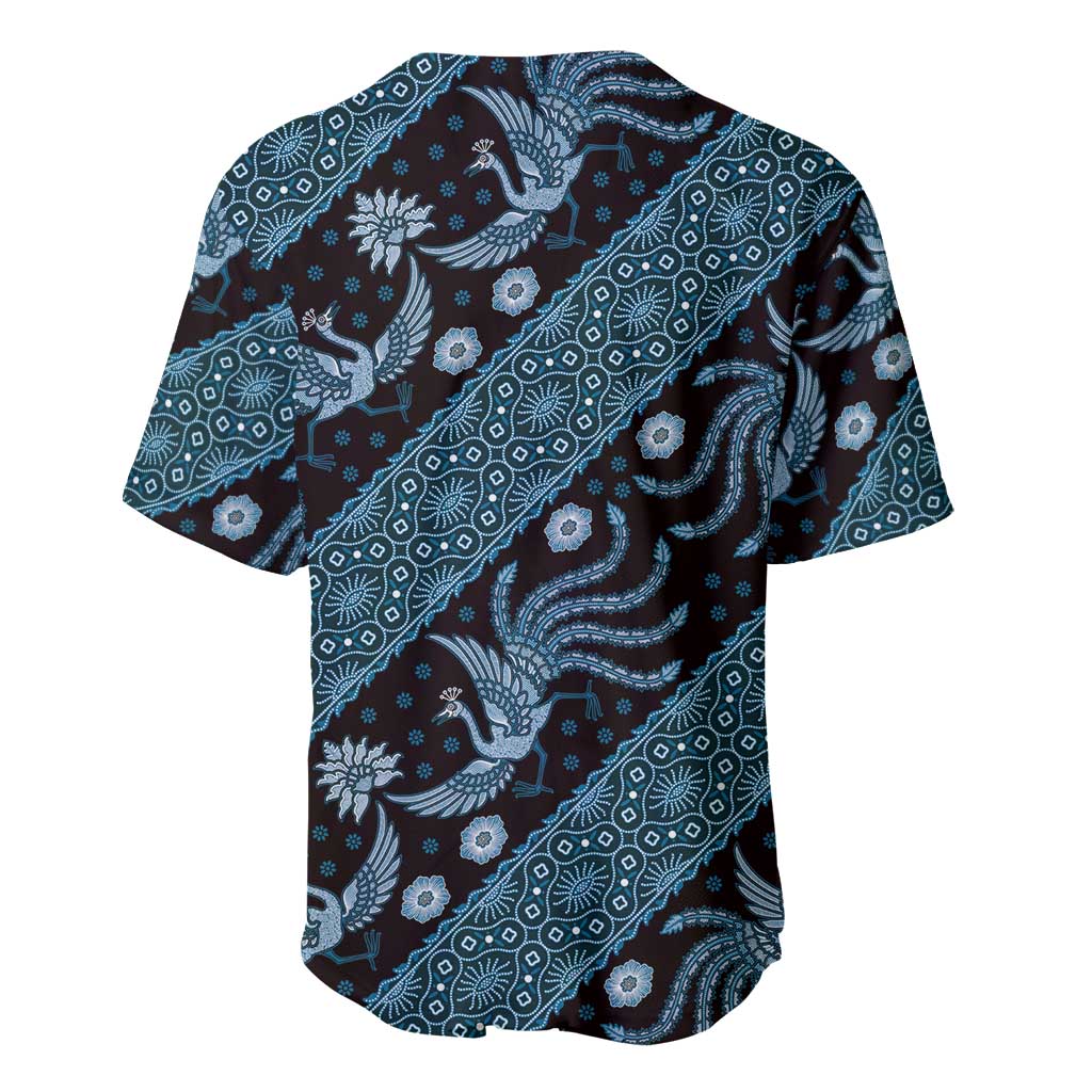 Indonesia Batik Pattern Baseball Jersey Blue Version
