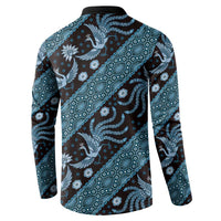 Indonesia Batik Pattern Button Sweatshirt Blue Version