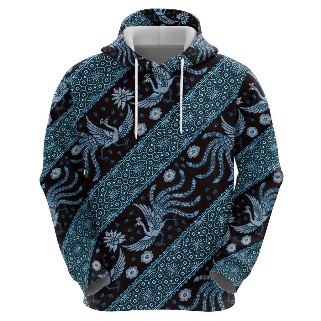 Indonesia Batik Pattern Hoodie Blue Version