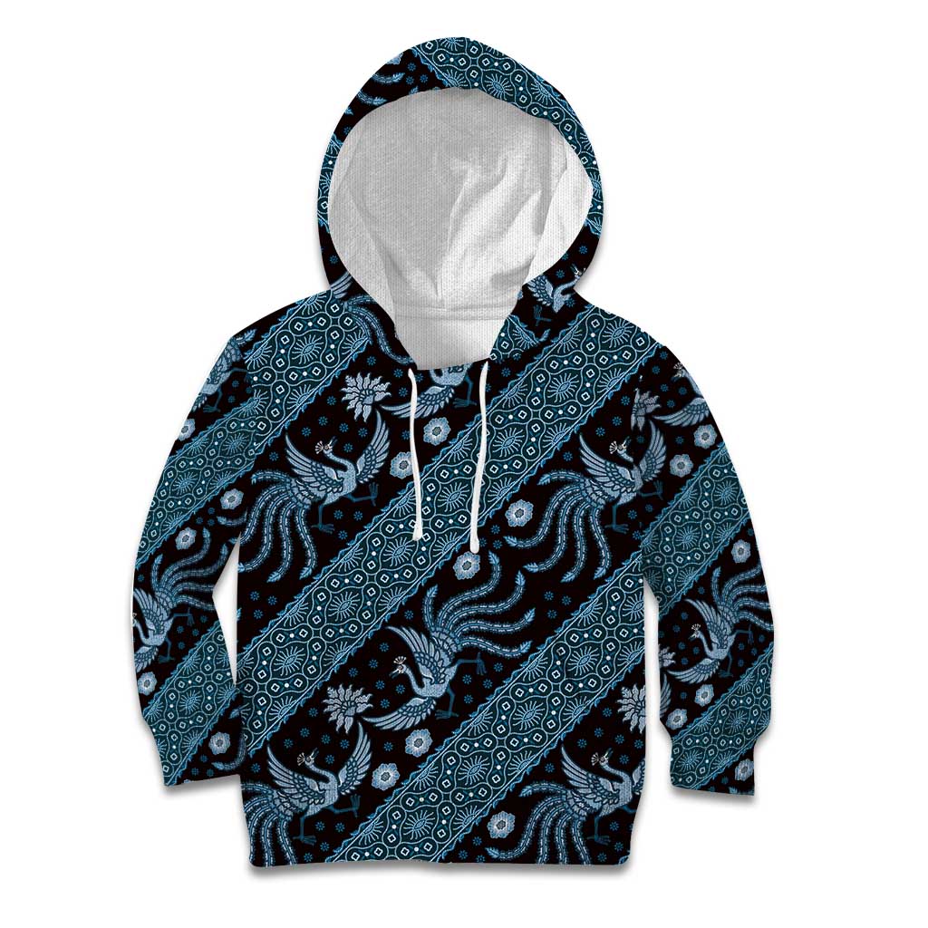 Indonesia Batik Pattern Kid Hoodie Blue Version