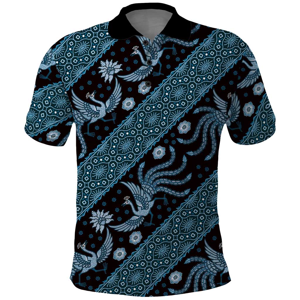 Indonesia Batik Pattern Polo Shirt Blue Version