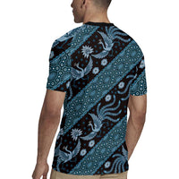 Indonesia Batik Pattern Rugby Jersey Blue Version