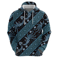 Indonesia Batik Pattern Zip Hoodie Blue Version