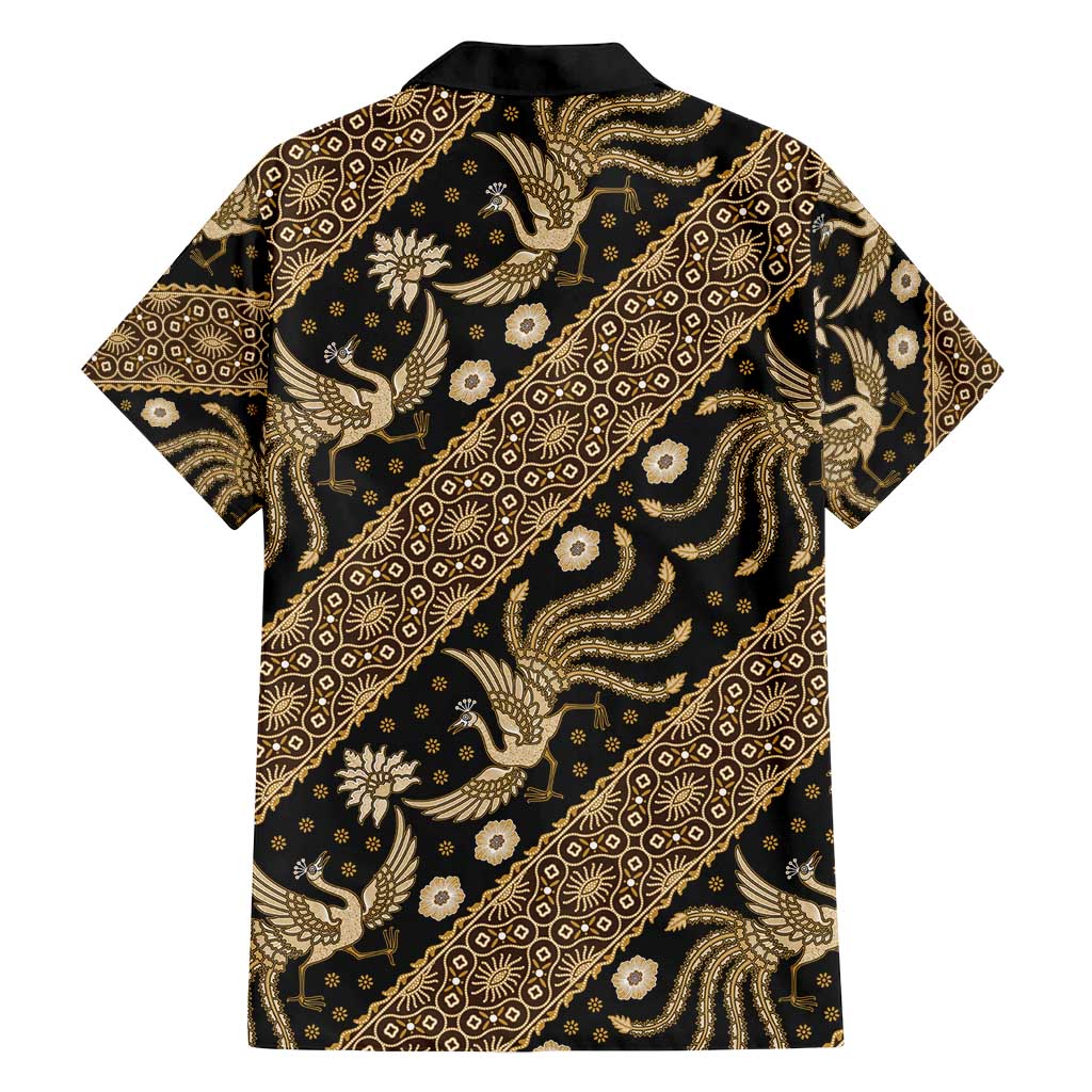 Indonesia Batik Pattern Family Matching Tank Maxi Dress and Hawaiian Shirt Gold Version