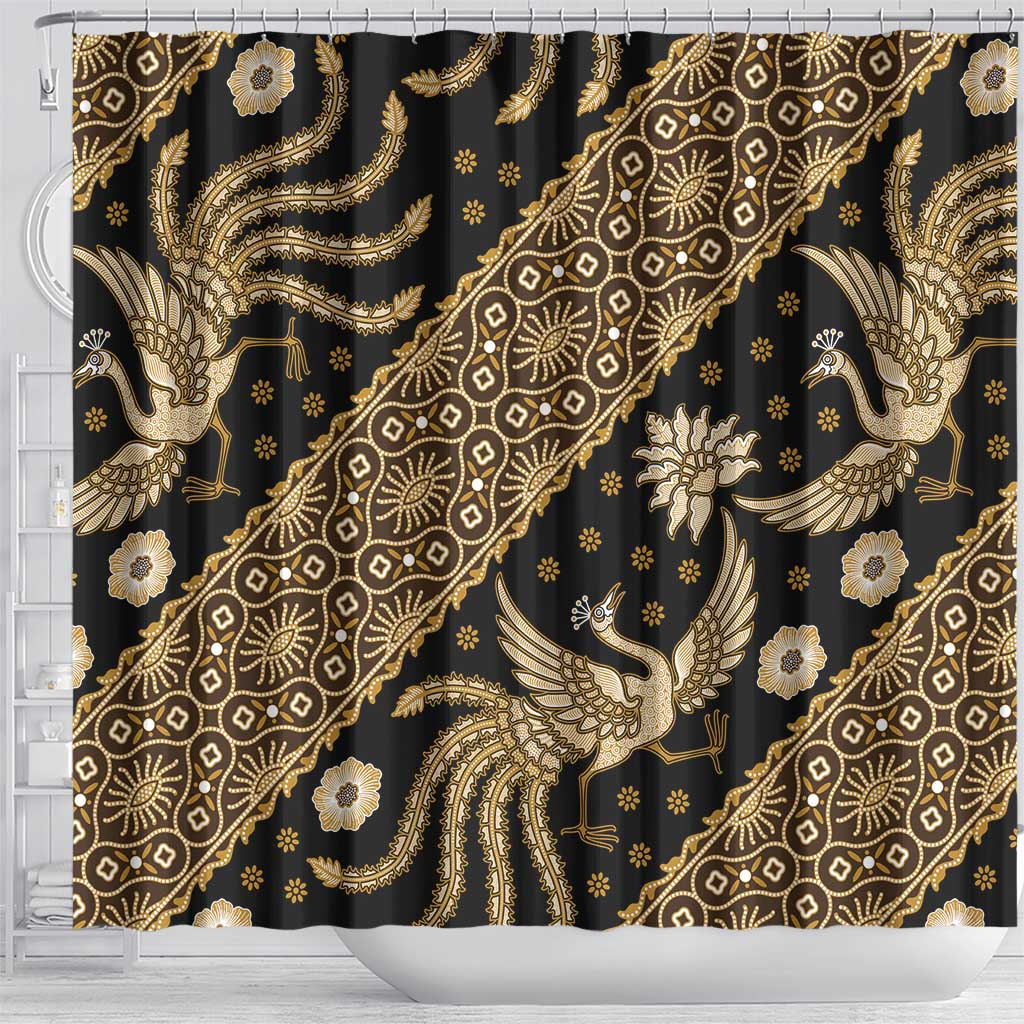 Indonesia Batik Pattern Shower Curtain Gold Version