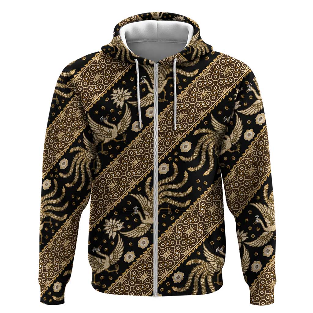 Indonesia Batik Pattern Zip Hoodie Gold Version