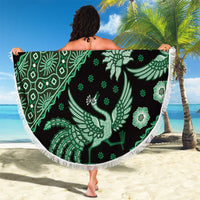 Indonesia Batik Pattern Beach Blanket Green Version