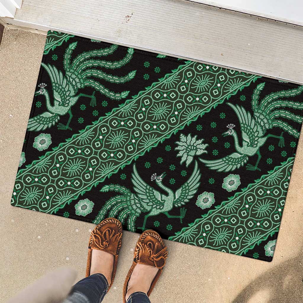 Indonesia Batik Pattern Rubber Doormat Green Version