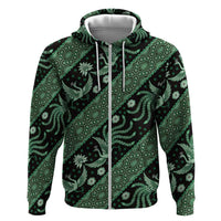 Indonesia Batik Pattern Zip Hoodie Green Version