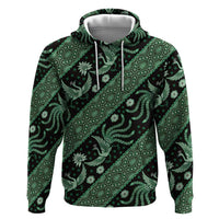 Indonesia Batik Pattern Zip Hoodie Green Version