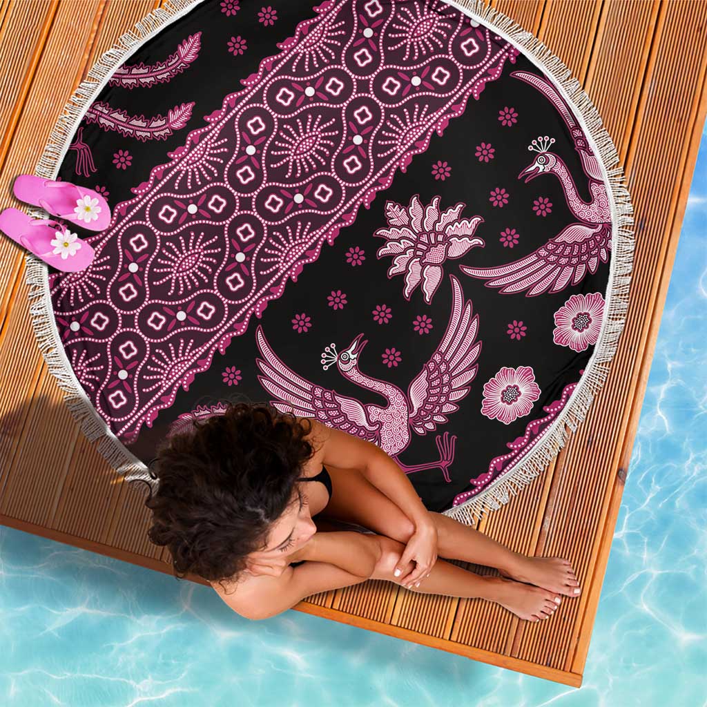 Indonesia Batik Pattern Beach Blanket Pink Version