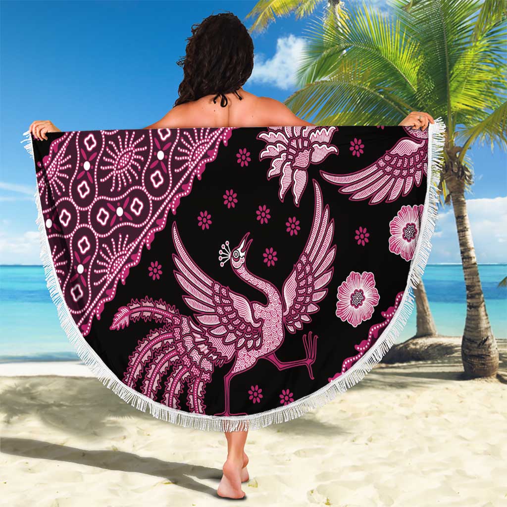 Indonesia Batik Pattern Beach Blanket Pink Version