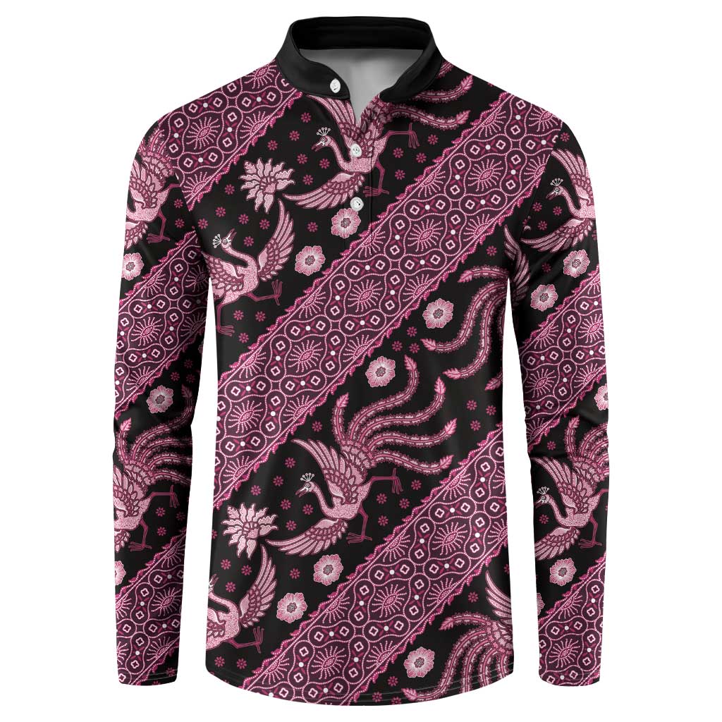 Indonesia Batik Pattern Button Sweatshirt Pink Version