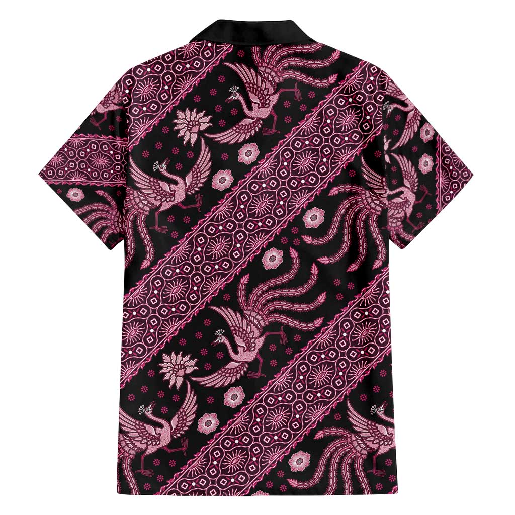 Indonesia Batik Pattern Family Matching Tank Maxi Dress and Hawaiian Shirt Pink Version