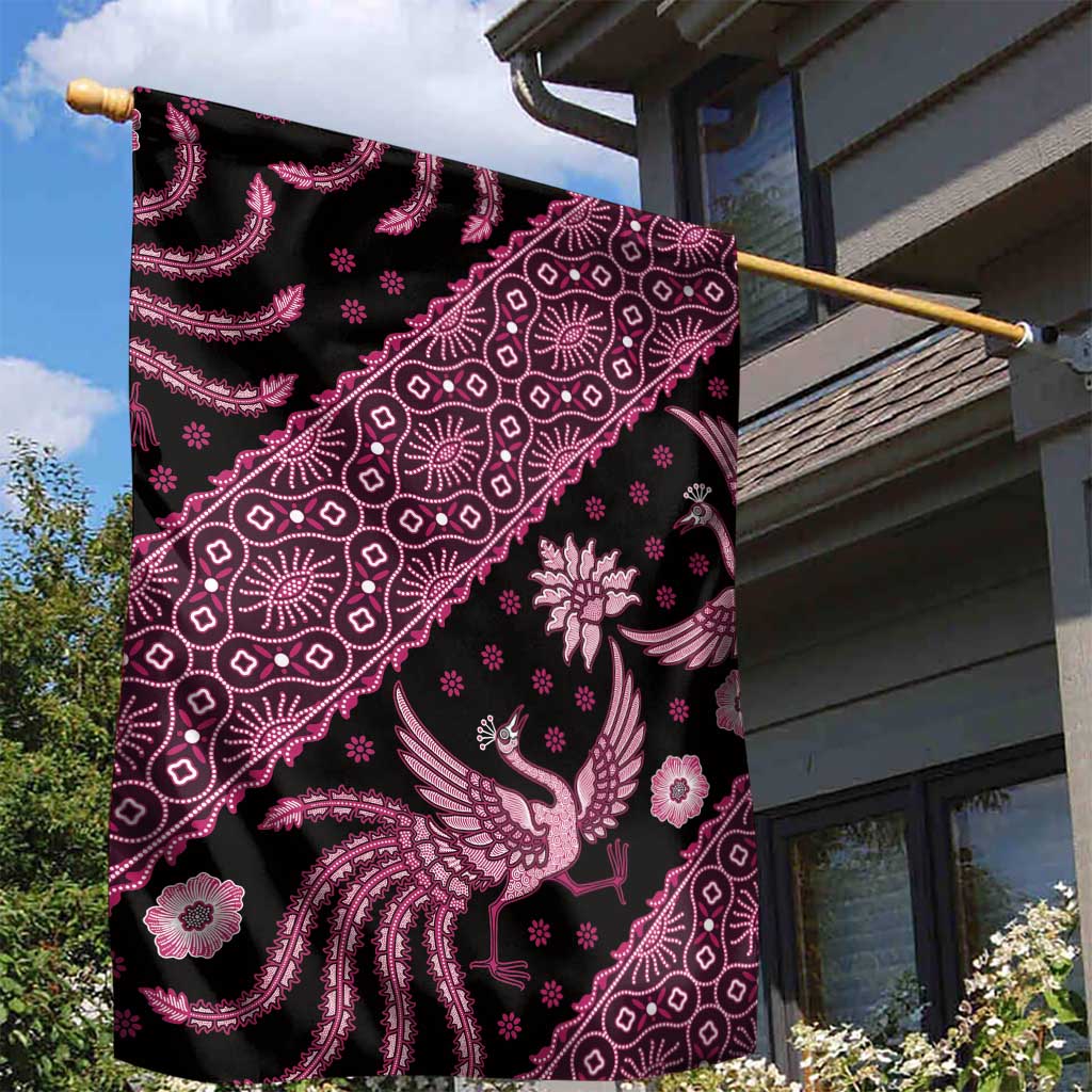 Indonesia Batik Pattern Garden Flag Pink Version