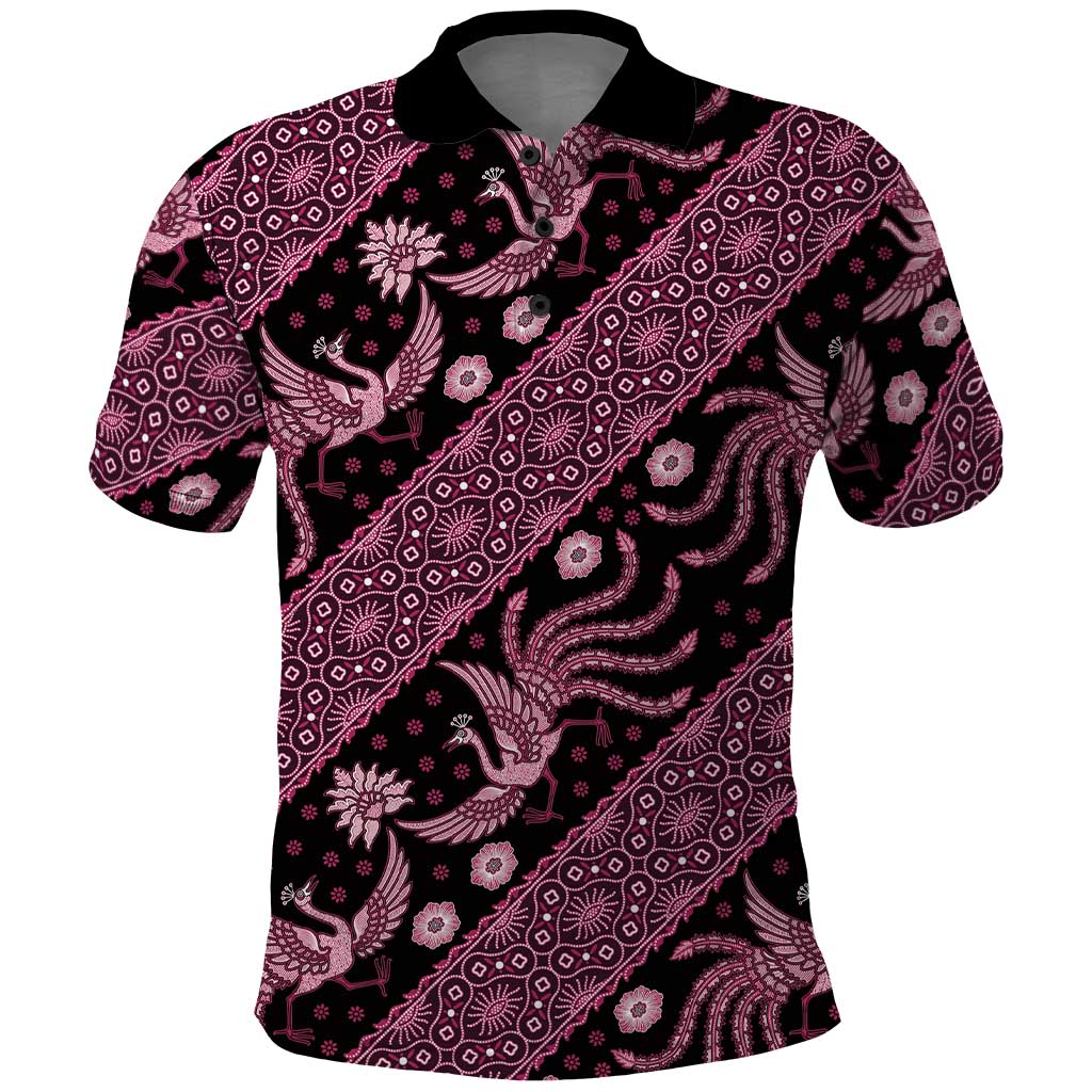 Indonesia Batik Pattern Polo Shirt Pink Version