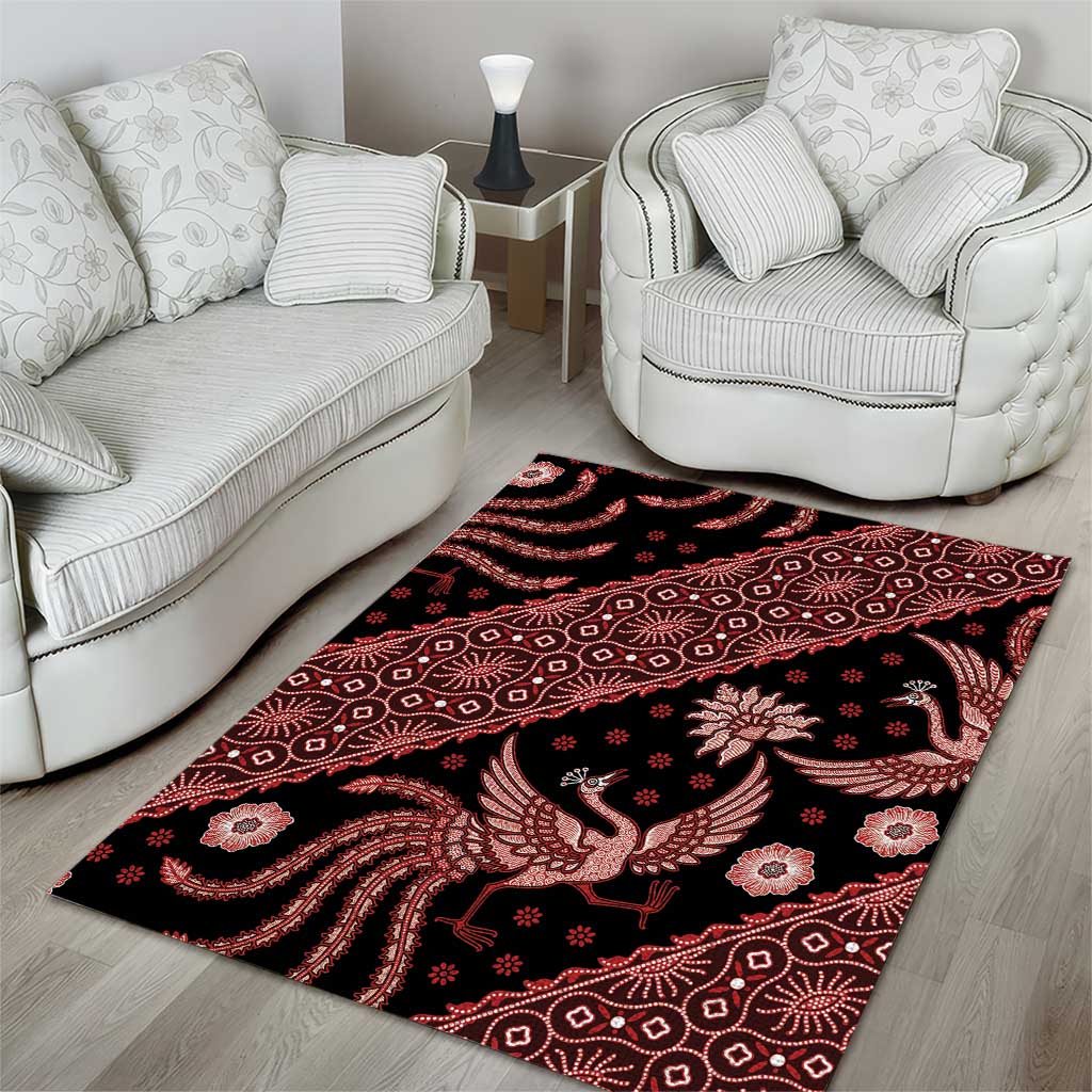 Indonesia Batik Pattern Area Rug Red Version