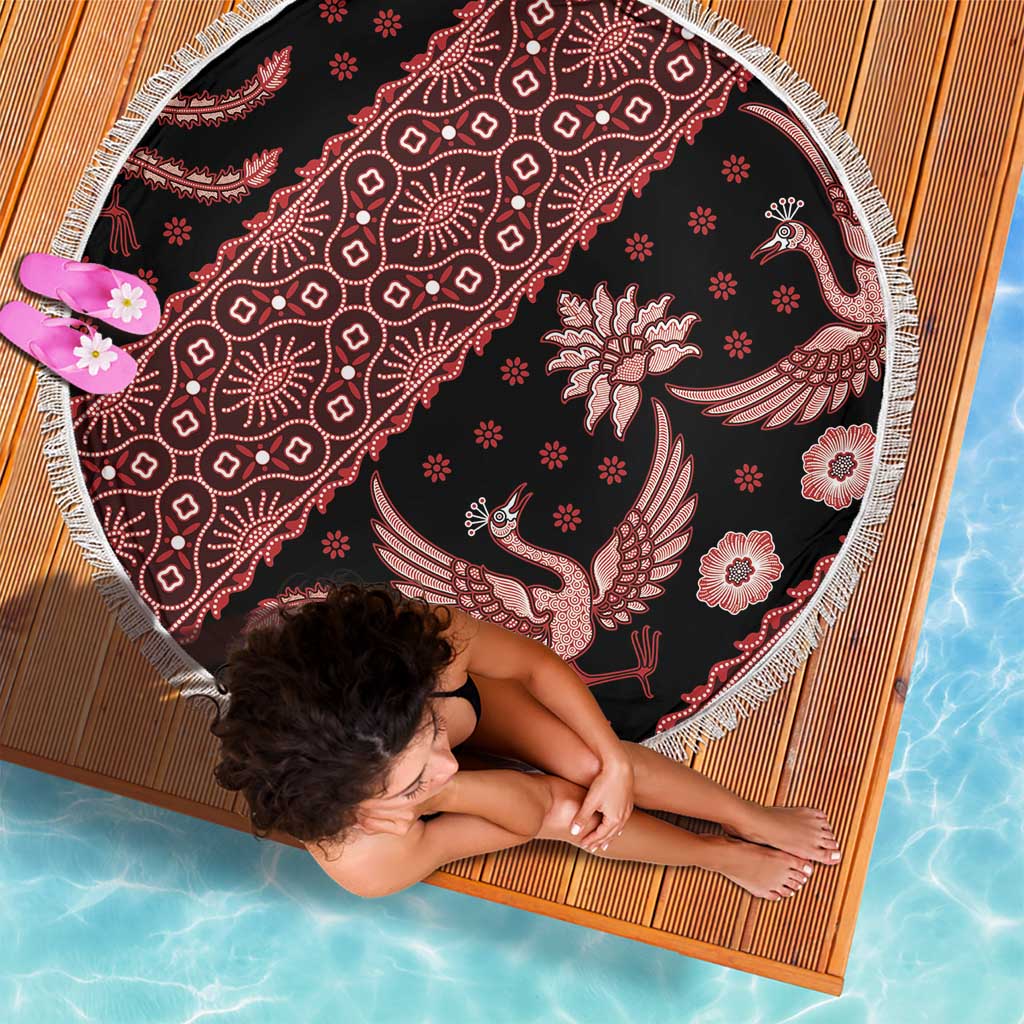 Indonesia Batik Pattern Beach Blanket Red Version