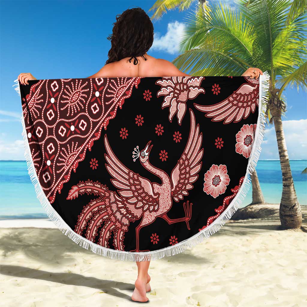 Indonesia Batik Pattern Beach Blanket Red Version