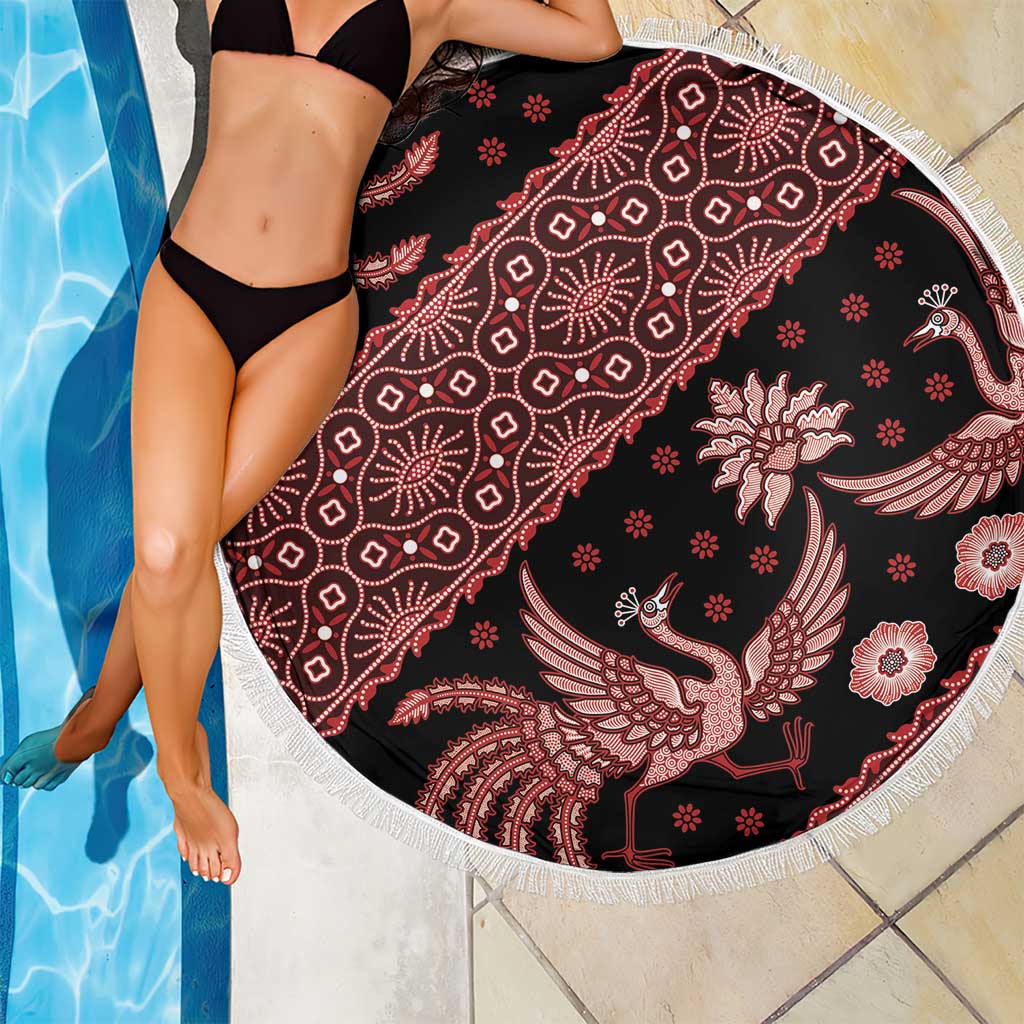 Indonesia Batik Pattern Beach Blanket Red Version