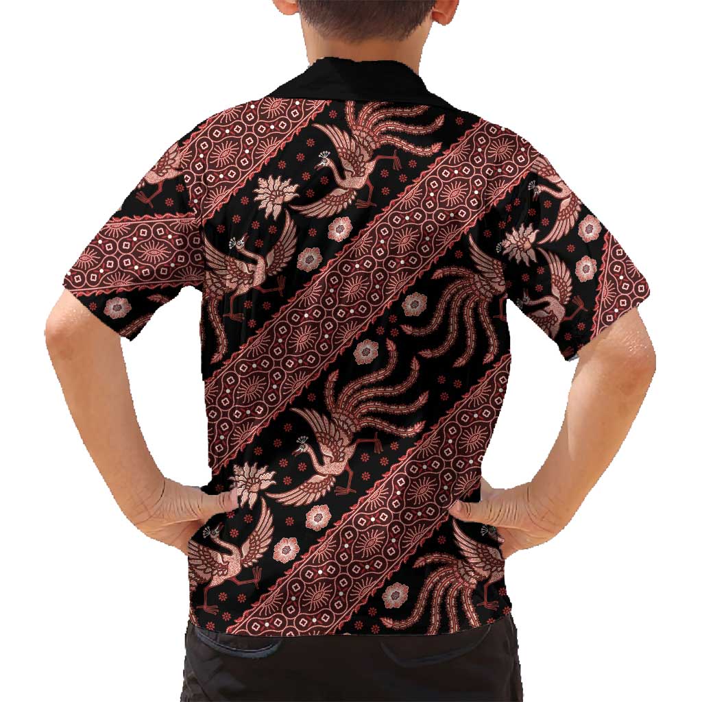 Indonesia Batik Pattern Family Matching Tank Maxi Dress and Hawaiian Shirt Red Version