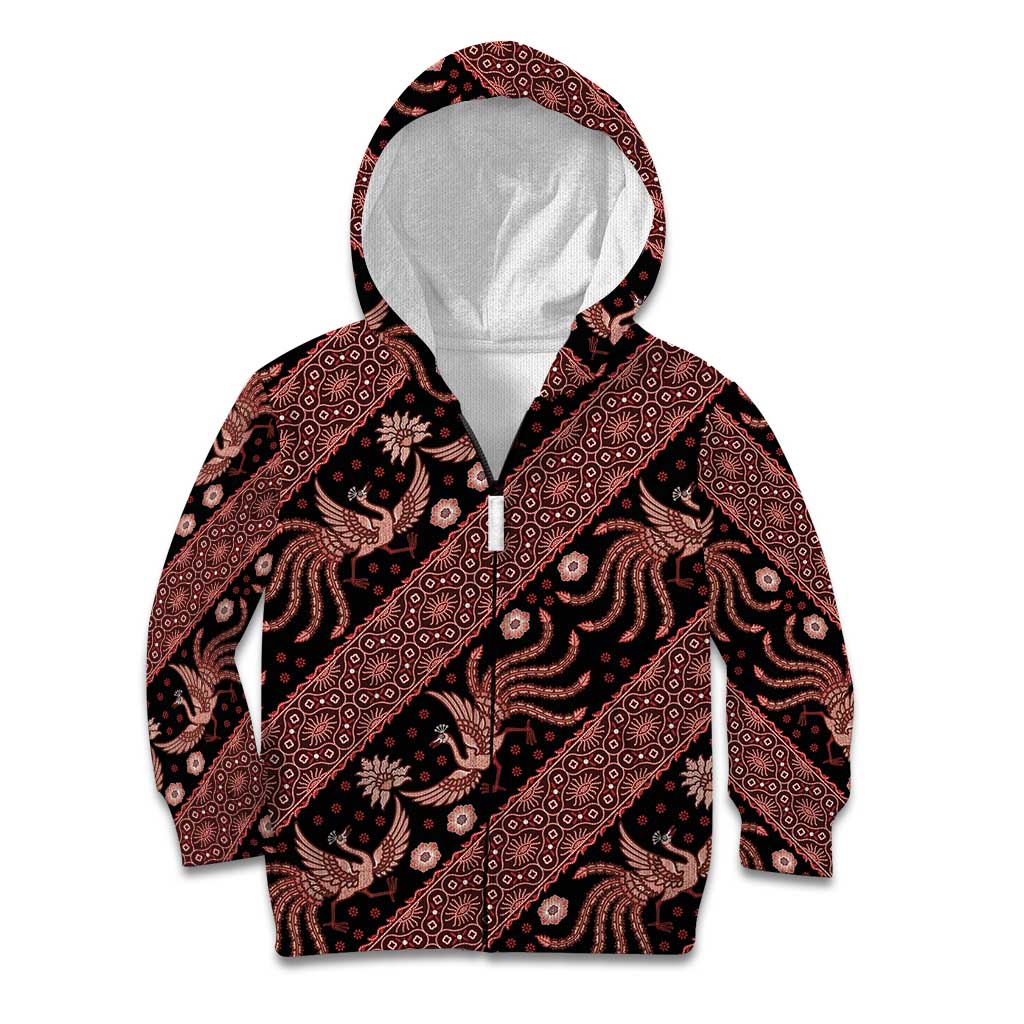 Indonesia Batik Pattern Kid Hoodie Red Version