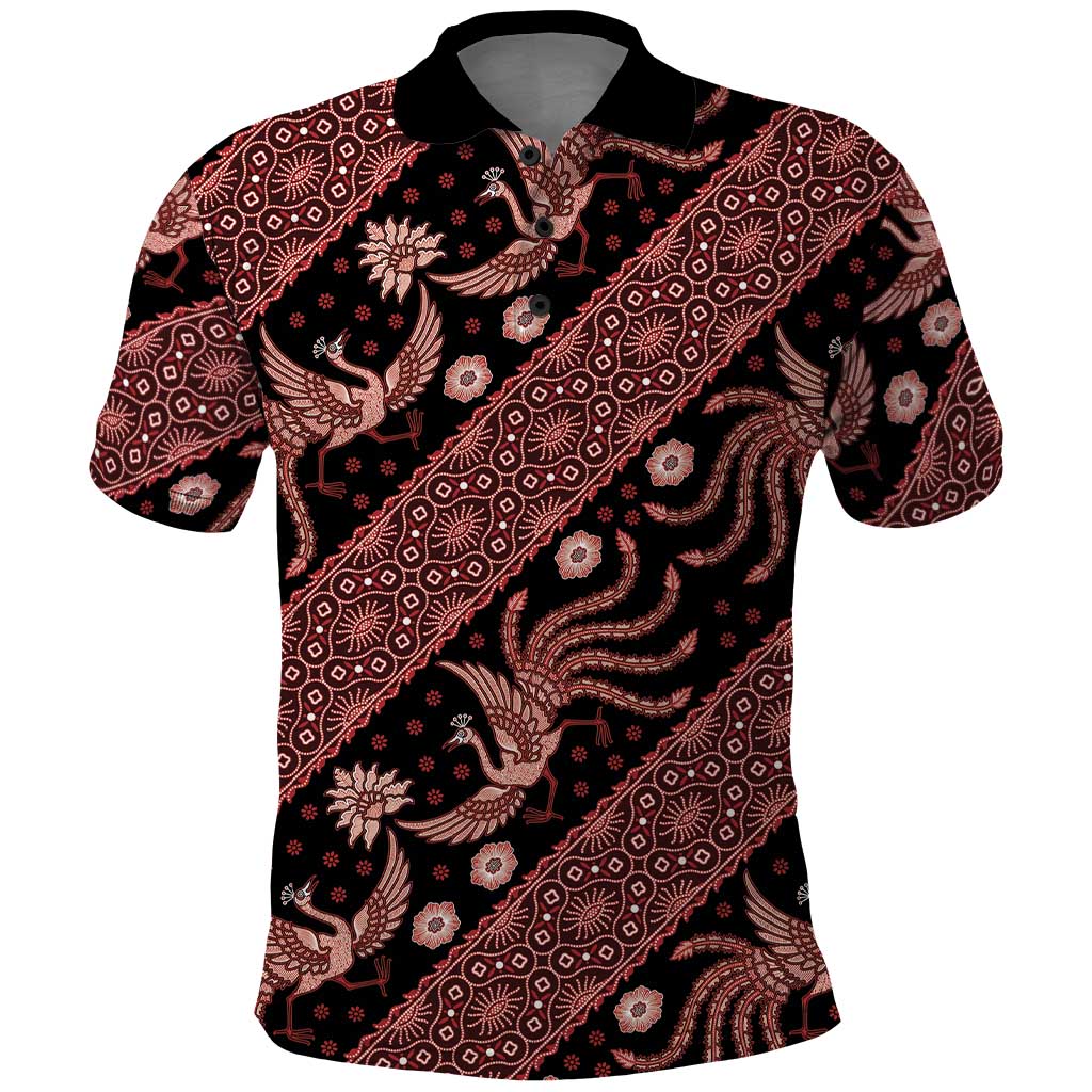 Indonesia Batik Pattern Polo Shirt Red Version