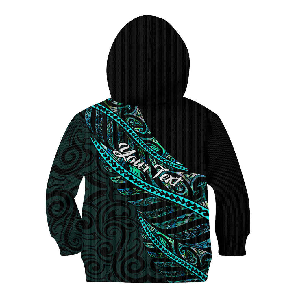 Personalised Aotearoa Kid Hoodie Silver Fern Mix Paua Shell Polynesian Pattern LT01 - Polynesian Pride