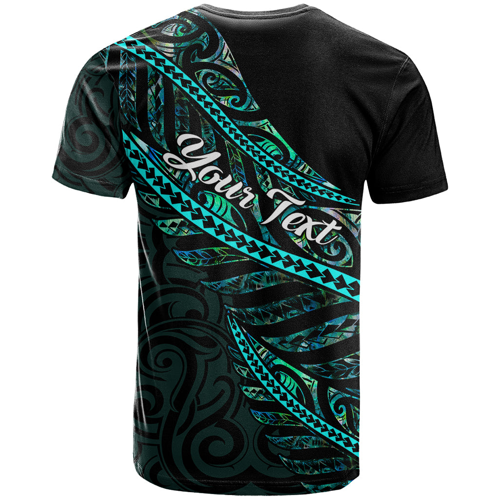 Personalised Aotearoa T Shirt Silver Fern Mix Paua Shell Polynesian Pattern LT01 - Polynesian Pride