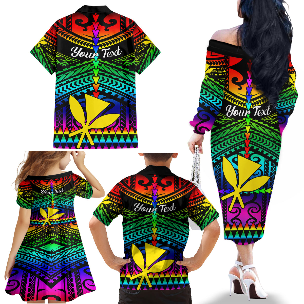 personalised-hawaii-family-matching-off-shoulder-long-sleeve-dress-and-hawaiian-shirt-kanaka-maoli-kakau-2023-national-coming-out-day