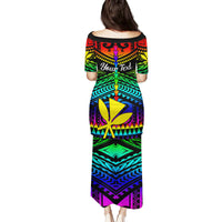 Personalised Hawaii Family Matching Puletasi Dress and Hawaiian Shirt Kanaka Maoli Kakau 2023 National Coming Out Day LT01 - Polynesian Pride