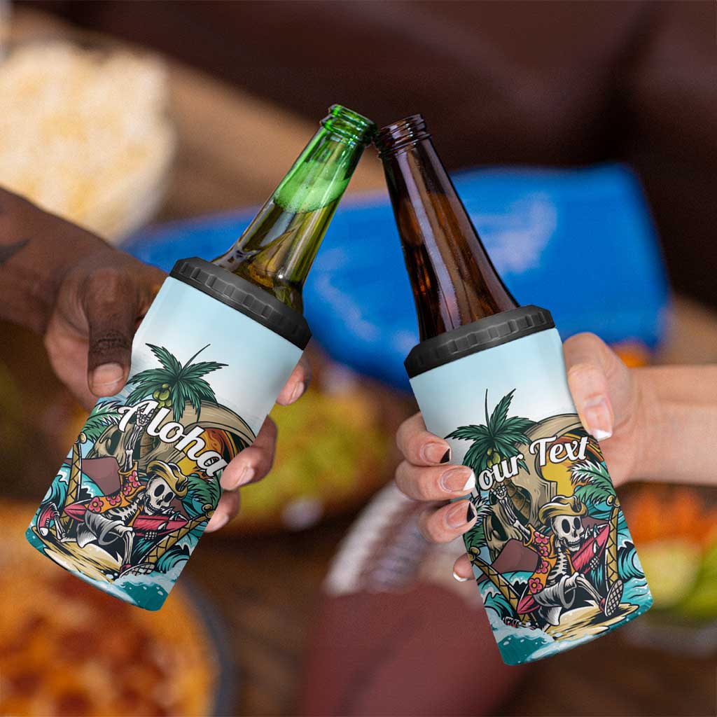 Personalized Aloha Hawaii Skeleton 4 in 1 Can Cooler Tumbler Tropical Summer Vibe