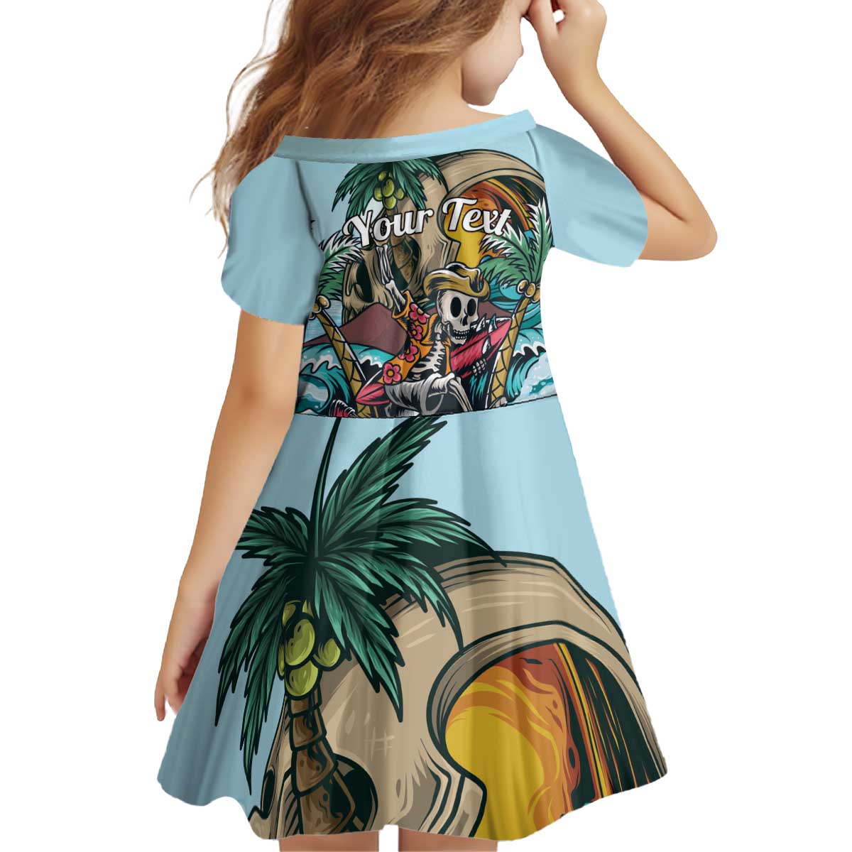 Personalized Aloha Hawaii Skeleton Kid Short Sleeve Dress Tropical Summer Vibe LT01 - Polynesian Pride
