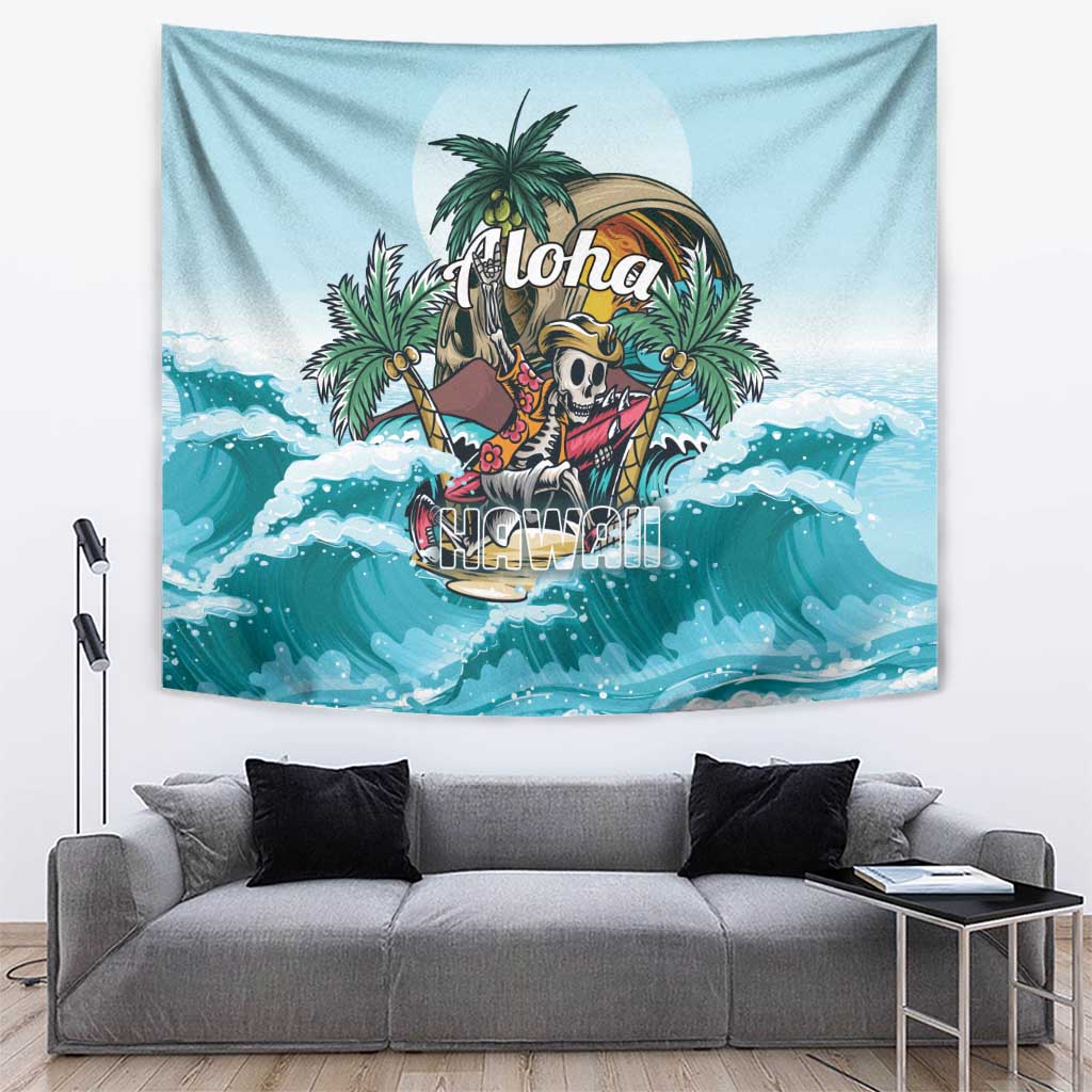 Aloha Hawaii Skeleton Tapestry Tropical Summer Vibe LT01 Blue - Polynesian Pride